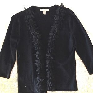 JM Collection Black Frilly Sweater Petite Small